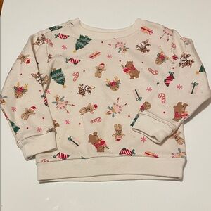Holiday Time Toddler Girl 3T Festive Cream Sweatshirt Pullover Long Sleeve